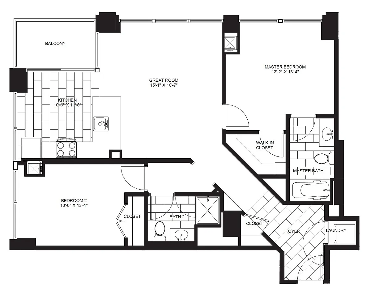 Floor plan Two Bedroom B1