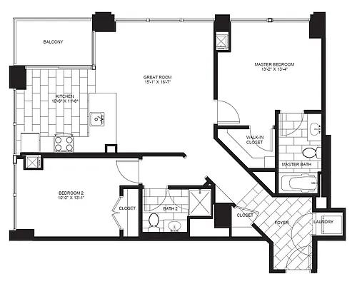 Floor plan Two Bedroom B1