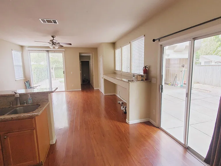 Kitchen and family room, driveway