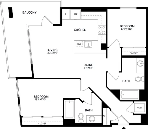 Floor plan 2 Bed/2 Bath-B4
