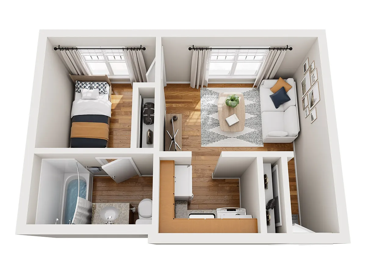 Floor plan One Bedroom One Bath