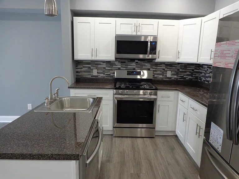 Kitchen with stainless steel appliances