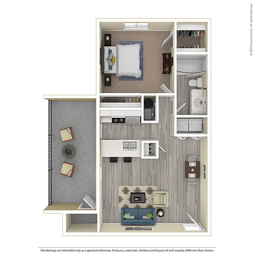 Floor plan 1x1 Mid-Size Upgraded