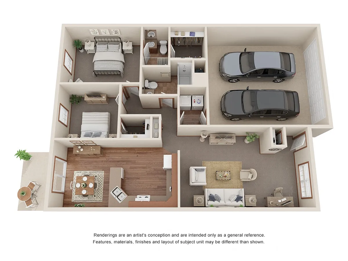 Floor plan 2 Bed | 2 Bath Ranch
