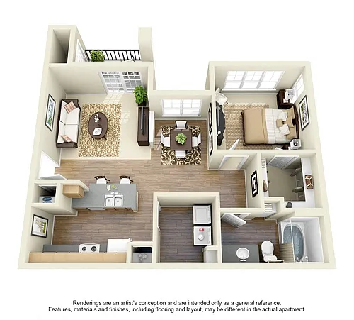 Floor plan 1 Bed x 1 Bath