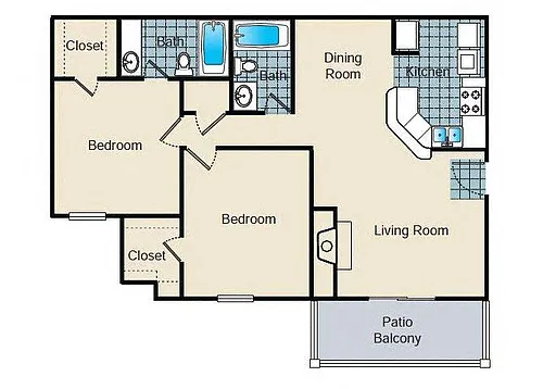 Floor plan Two Bedroom Vaulted