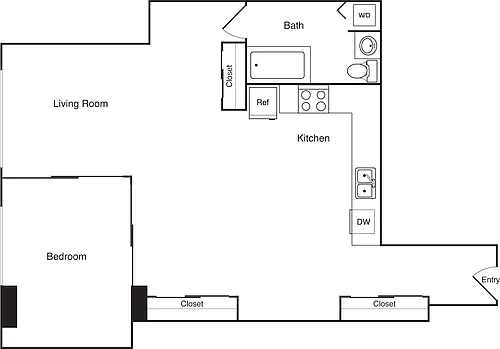 Floor plan One Bedroom 650