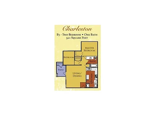 Floor plan 2 Bed 1 Bath Charleston