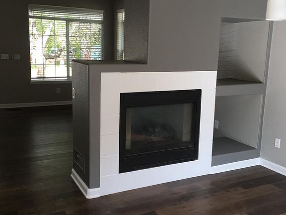 Double sided fireplace from the dinning area