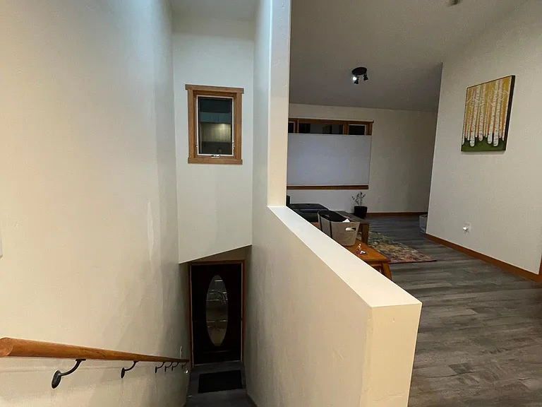 Stairs, landing and living room