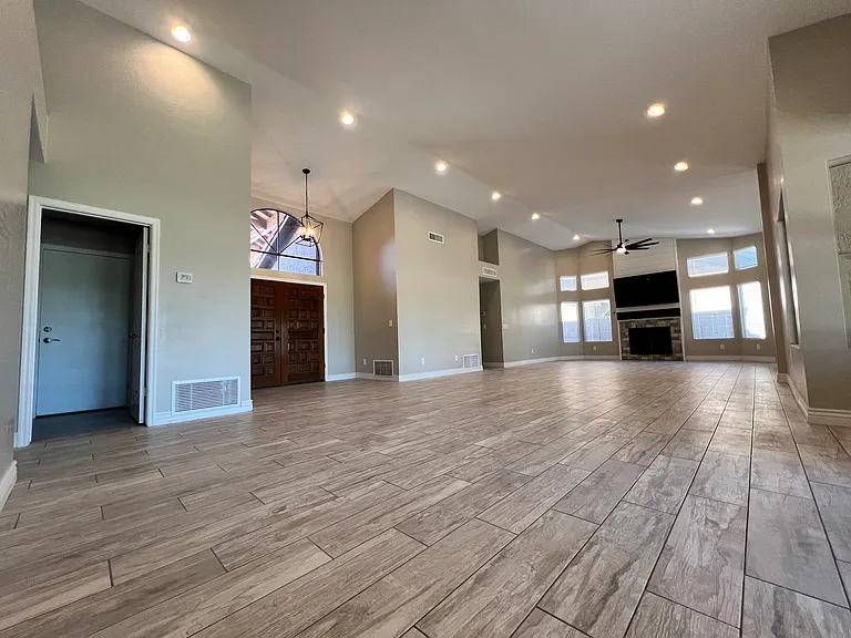 Great room with TV and Fireplace