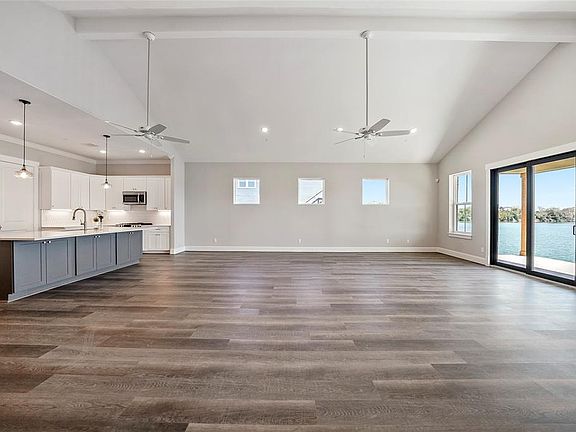 Open concept with fantastic lake view