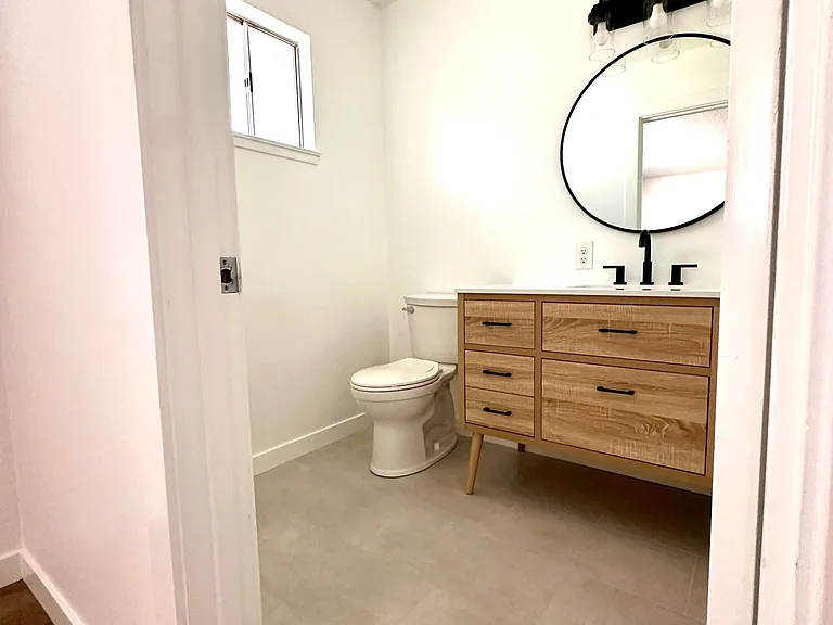 Master bath, has a standing shower.