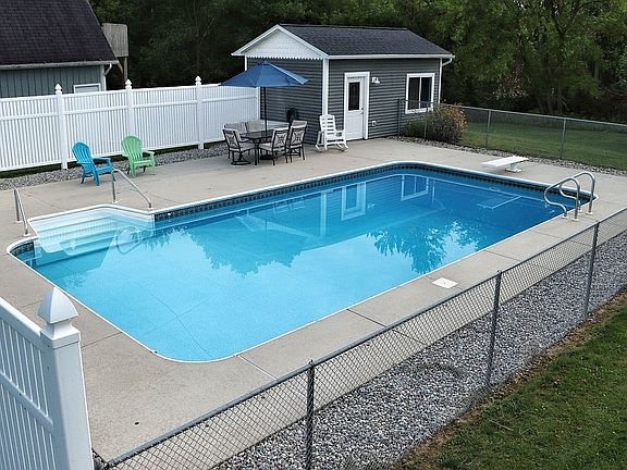 Pool with pool house.