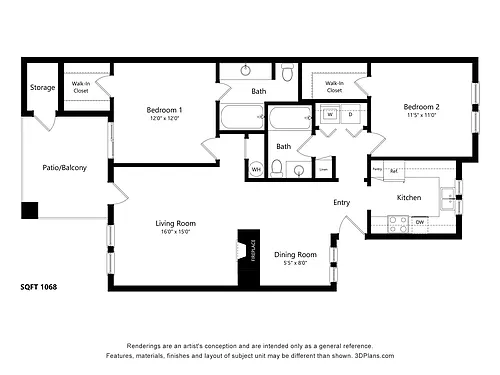 Floor plan Two Bedroom