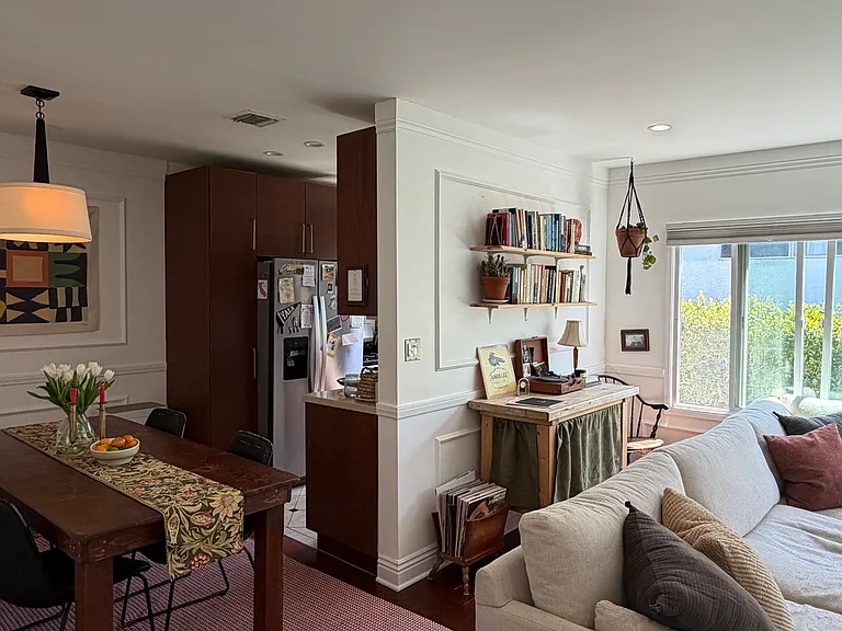 living room with dining area and kitchen