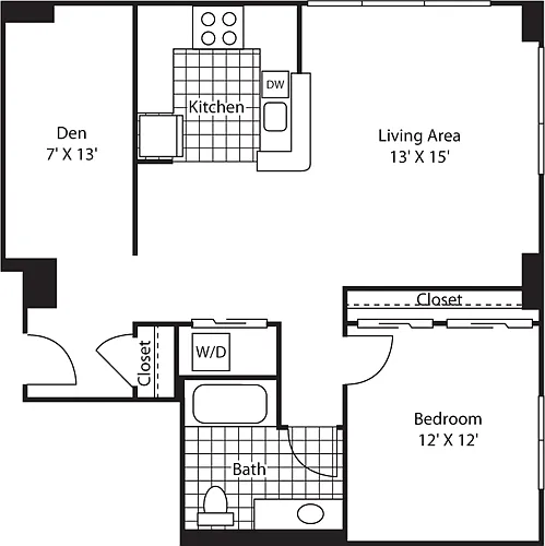 Floor plan One Bedroom 932