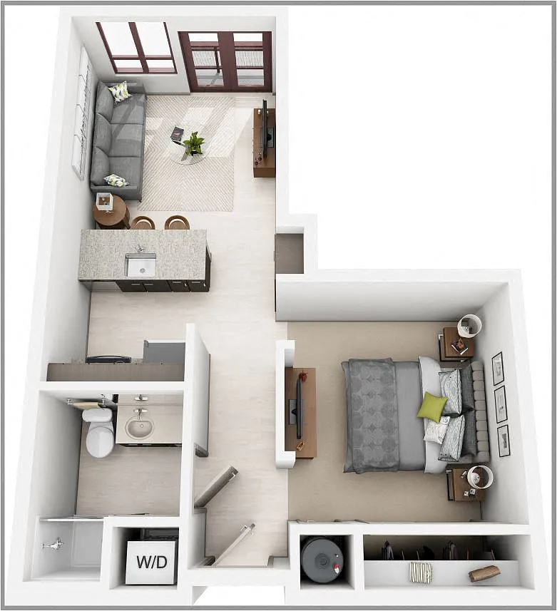 Floor plan Open 1 Bedroom (S3)