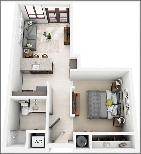 Floor plan Open 1 Bedroom (S3)