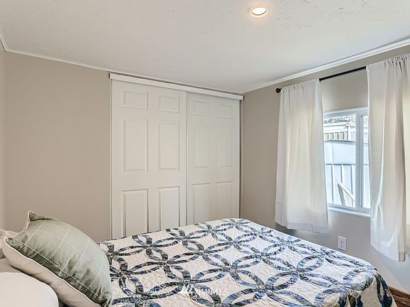 Bedroom has room has large closet and natural light