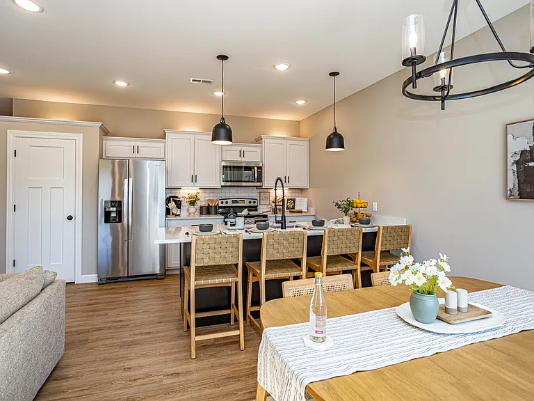 Kitchen and dining room areas
