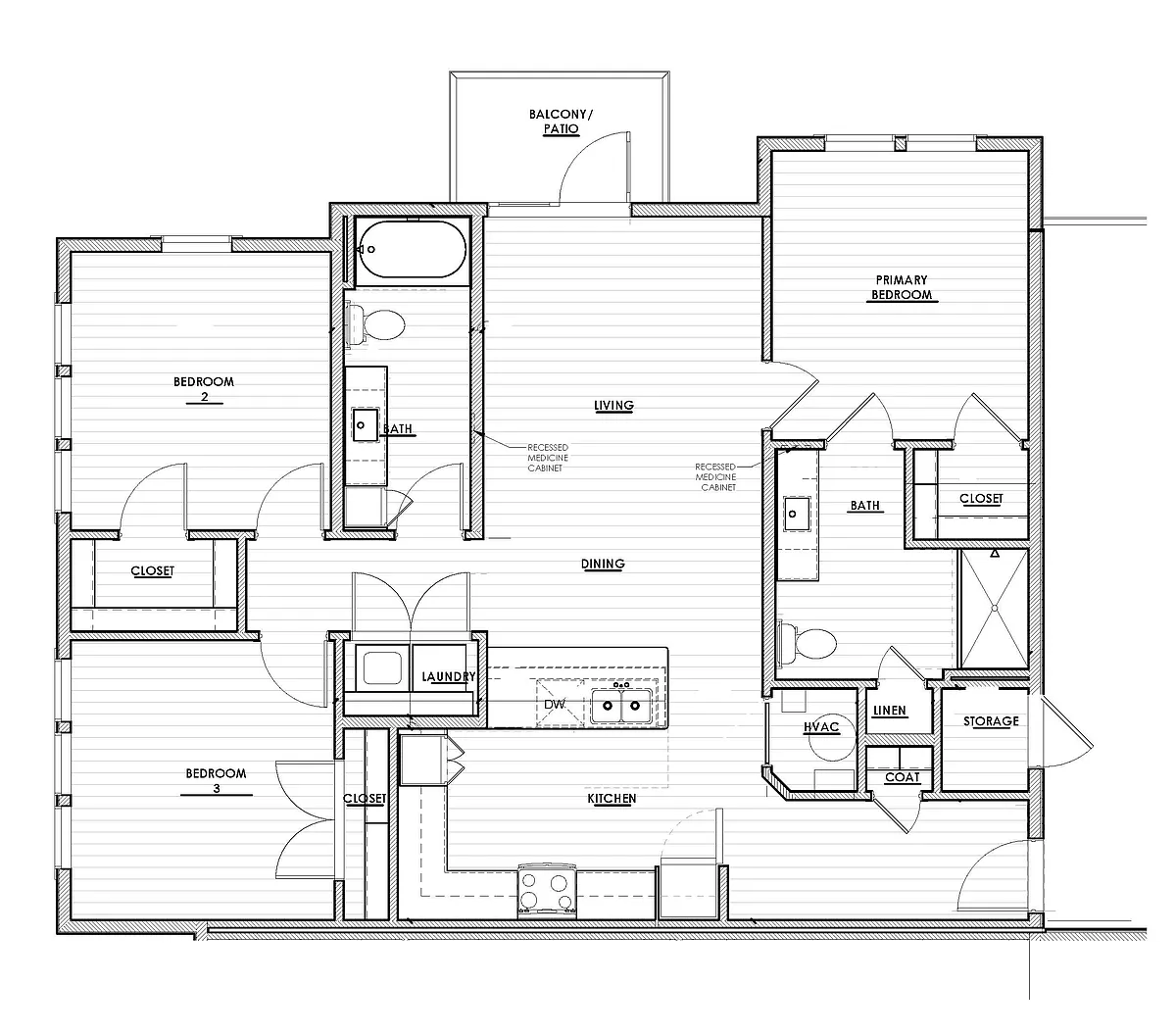 Floor plan Three bedroom 60% PBV