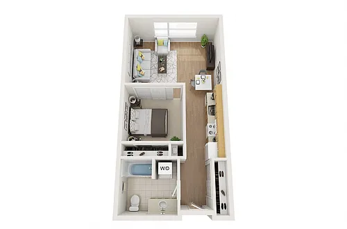 Floor plan 1 bed, 1 Bath Open O3