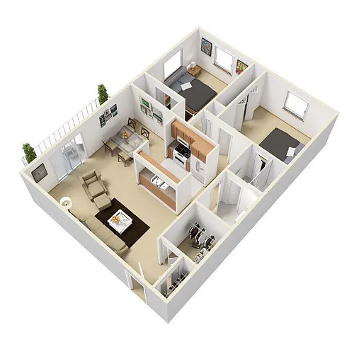 Floor plan 2 Bedroom, 1 Bathroom