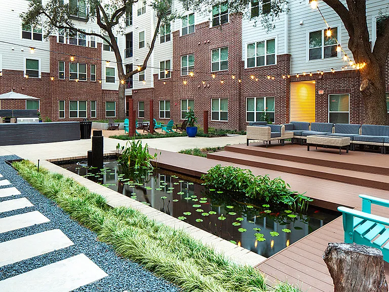 Zen garden with koi pond