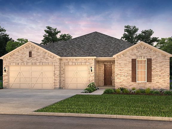 The Renown, a one-story home with 3-car garage, shown with Home Exterior LS201