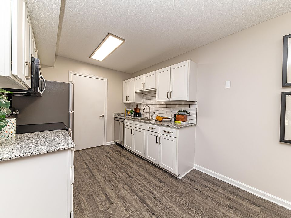 Kitchen with granite counters and modern cabinetry