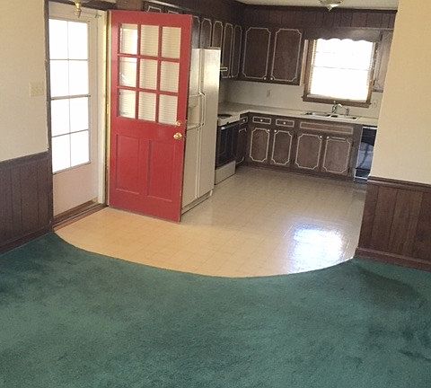 Carport entrance & kitchen