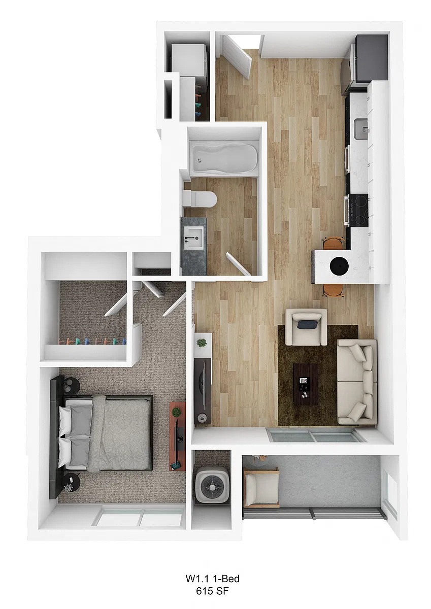 Floor plan Malcolm W1.11 (1 Bedroom)