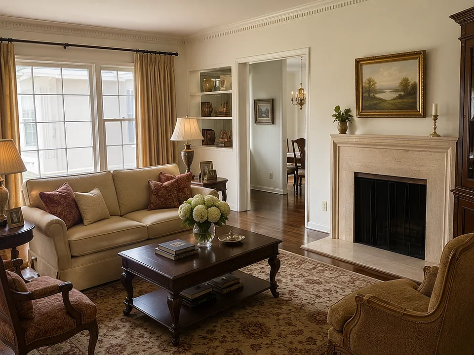 Formal Living Room. Digitally furnished