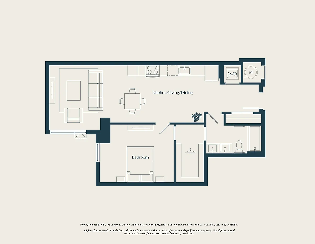 Floor plan 1 Bed - 1 Bath | A09