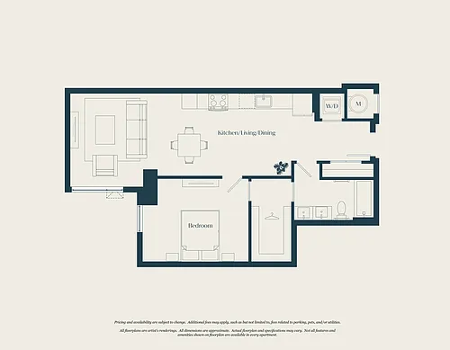 Floor plan 1 Bed - 1 Bath | A09
