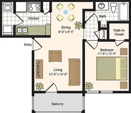A2 | 1x1 | 651 sq ft A2 | 1x1 | 651 sq ft