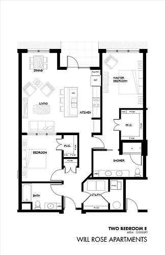 Floor plan Building A - Two Bedroom E