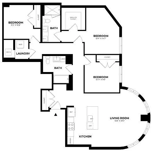 Floor plan 3 Bed/2 Bath-E7