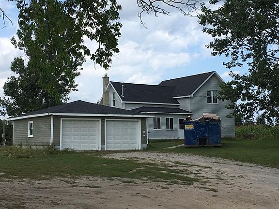 Garage view just after the garage and house roofs were finis