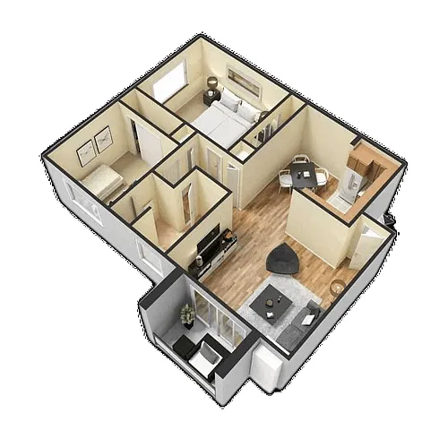 Floor plan 2 Bed / 1 Bath