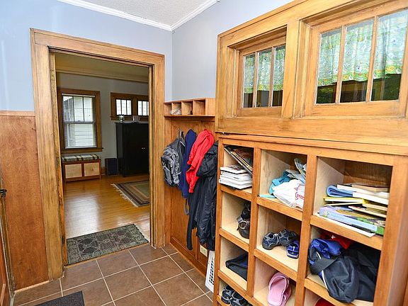 Mudroom provides clean entry with tiled floor