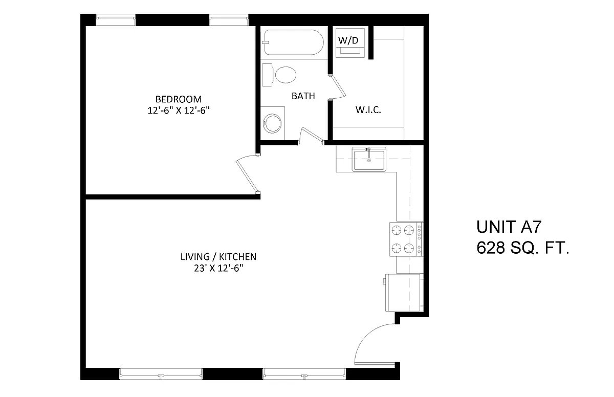 Floor plan 1 bedroom 1 bath