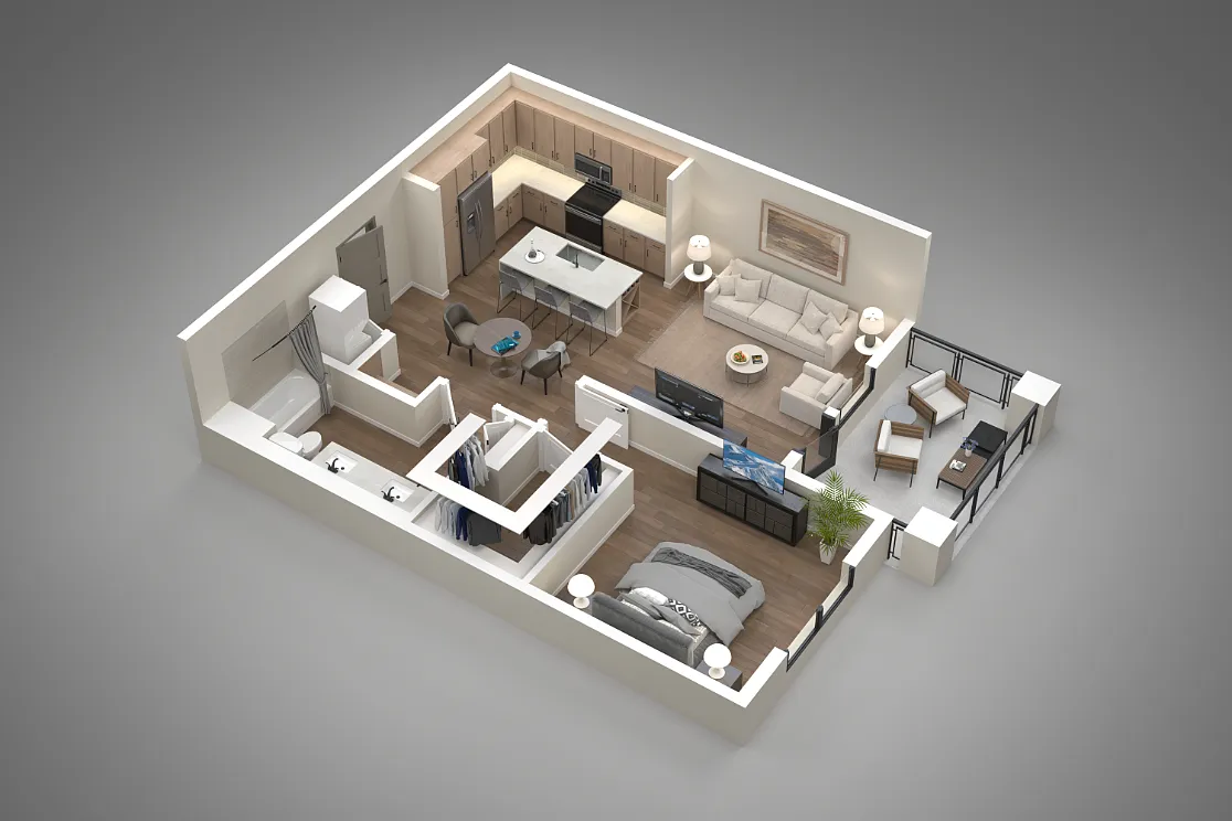 Floor plan 1 Bed/1 Bath