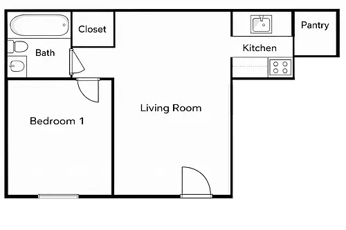 Floor plan 1 Bed 1 Bath