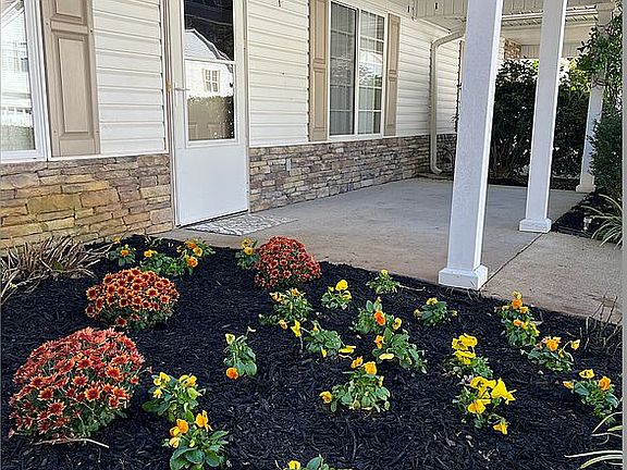 front porch and garden