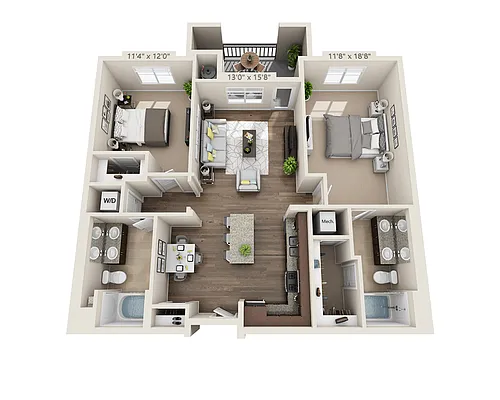 Floor plan Two Bedroom B2E