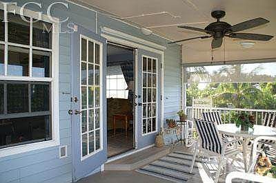 Inside the lanai, plastic composite flooring that will last & last.