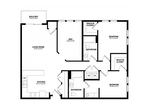 Floor plan 2x2 Den A and B