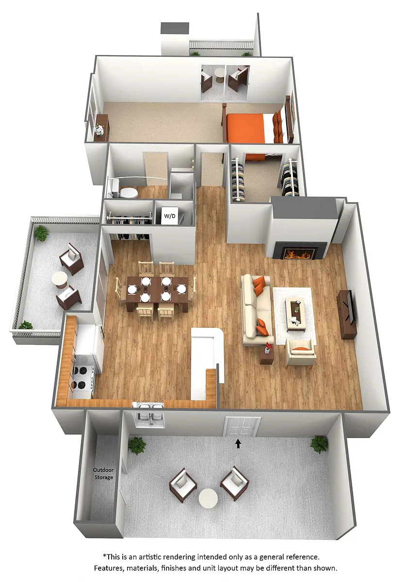 Floor plan 1 Bedroom 1 Bath - A2